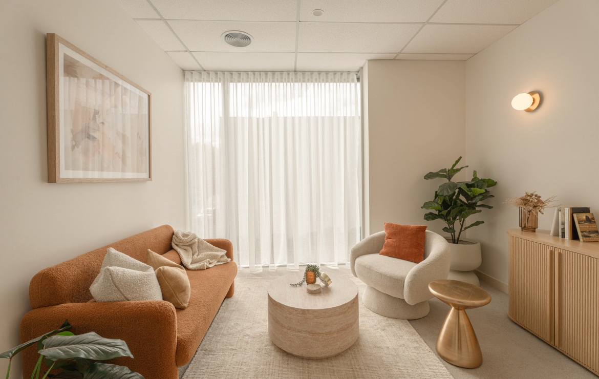 Therapy room at Unbroken Psychology clinic in Kensington, Melbourne